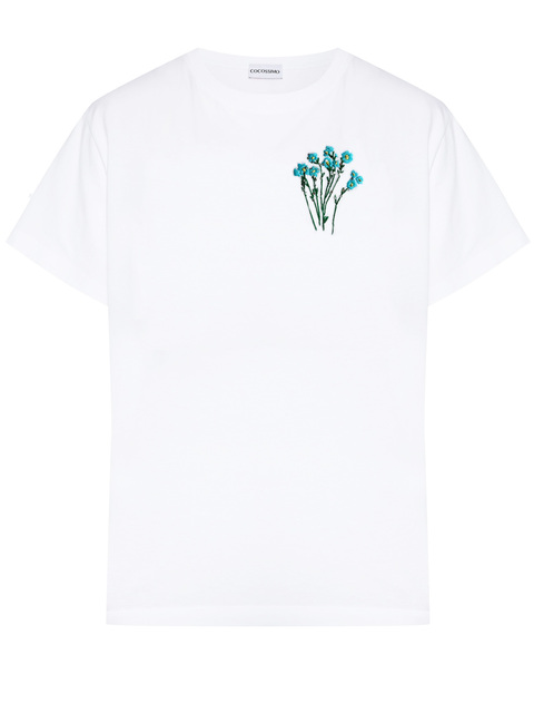 Футболка  незабудки с вышивкой мулине