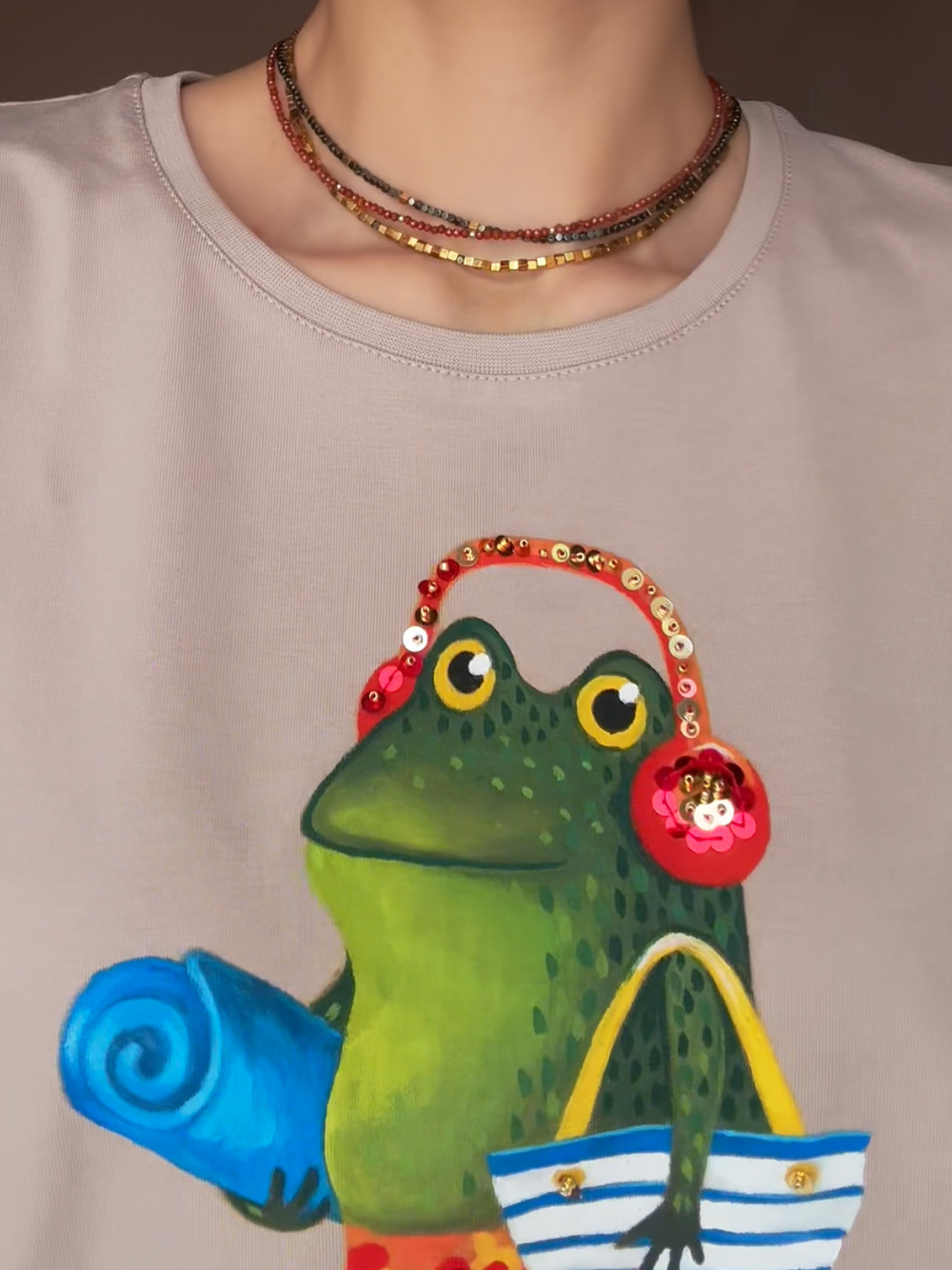 Футболка бежевая Пляжный жабёнок