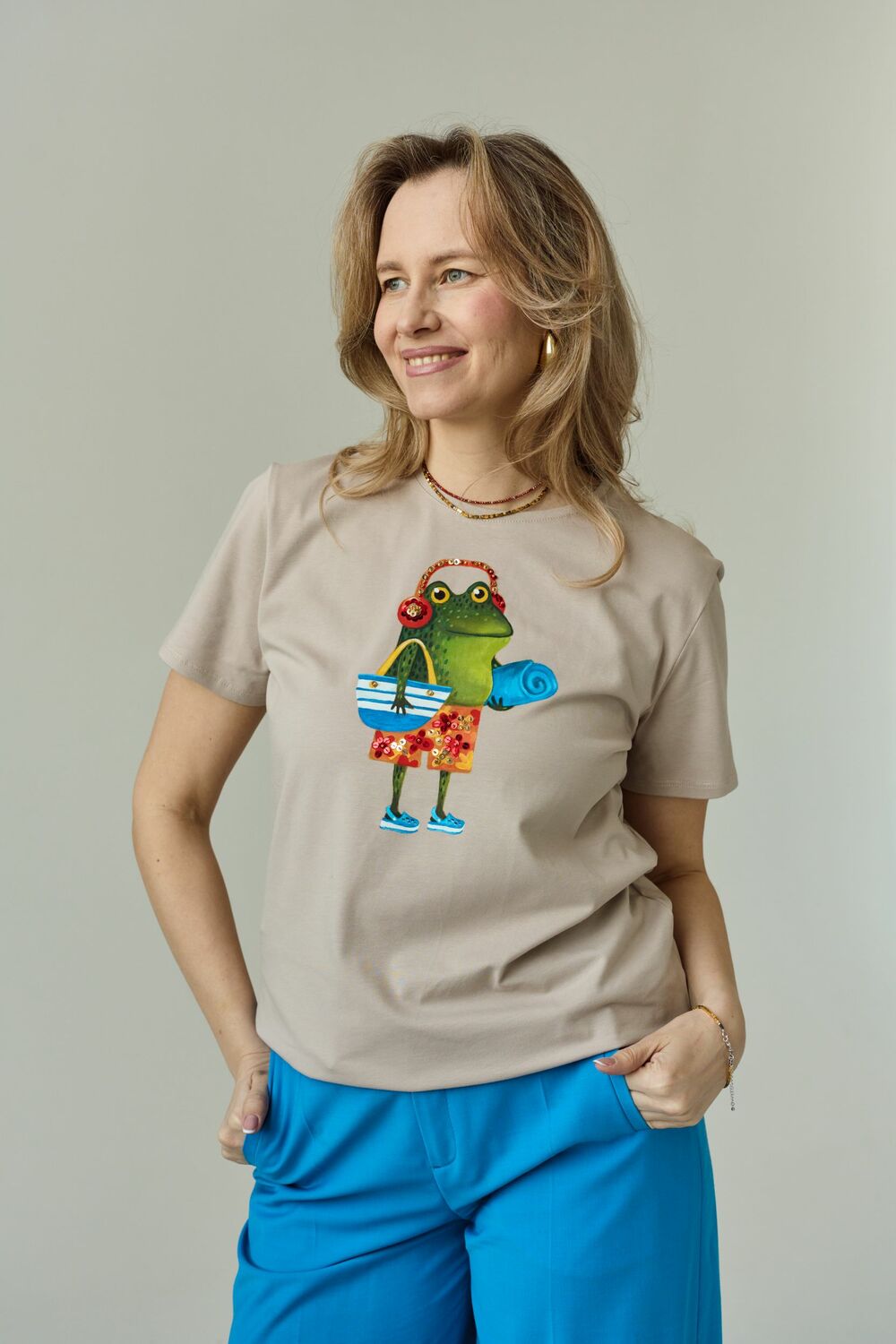 Футболка бежевая Пляжный жабёнок