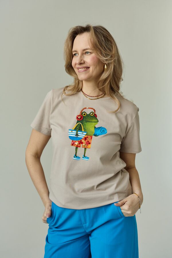 Футболка бежевая Пляжный жабёнок