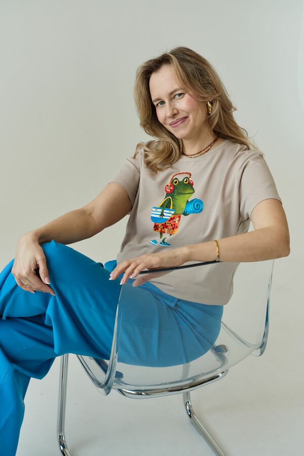 Футболка бежевая Пляжный жабёнок