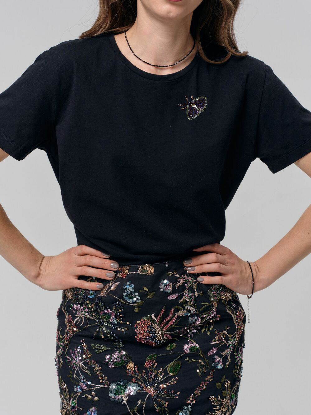 Футболка с кутюрным мотыльком